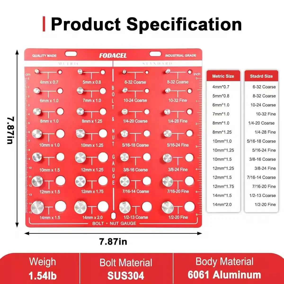 34-Point Nut and Bolt Thread Checker Thread Identifier Gauge Inch and Metric Size Precise Screw Size and Thread Measuring Tools