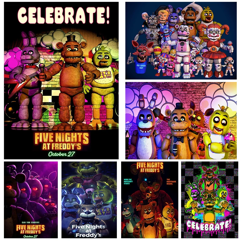 Popolarità Poster FNAF Five-nights-At-Freddys Ultimate Group Prints Canvas Painting Wall Art Pictures for Living Room Home Decor