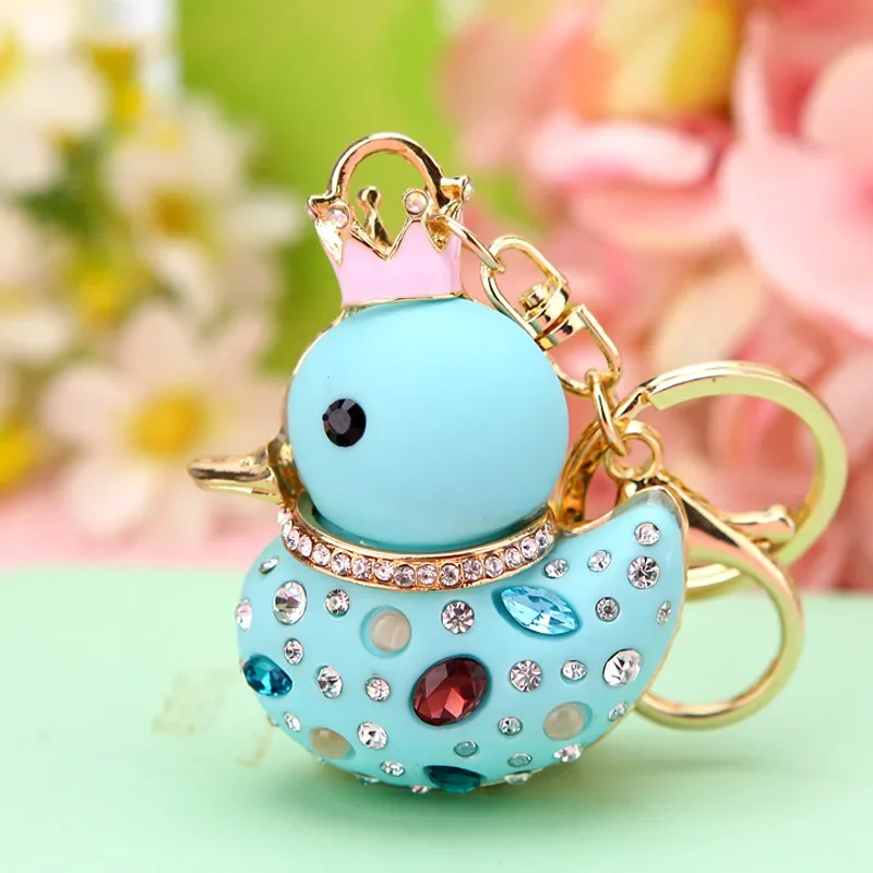 False  Gem Yellow Duck Keychain Creative Fashion Cute Metal Duck Pendant Car Phone Bag Gift Ornaments Trinket Llaveros