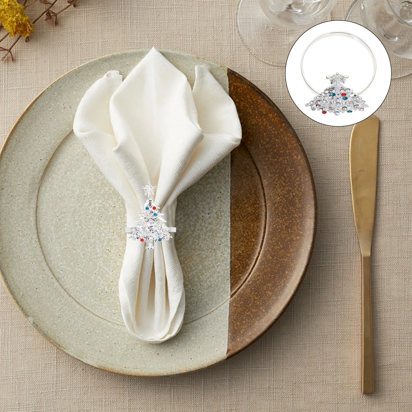 

6Pcs High Quality Napkin Rings for Christmas Elegant Table Accessory for Xmas Party Decor Christmas Napkin Ring