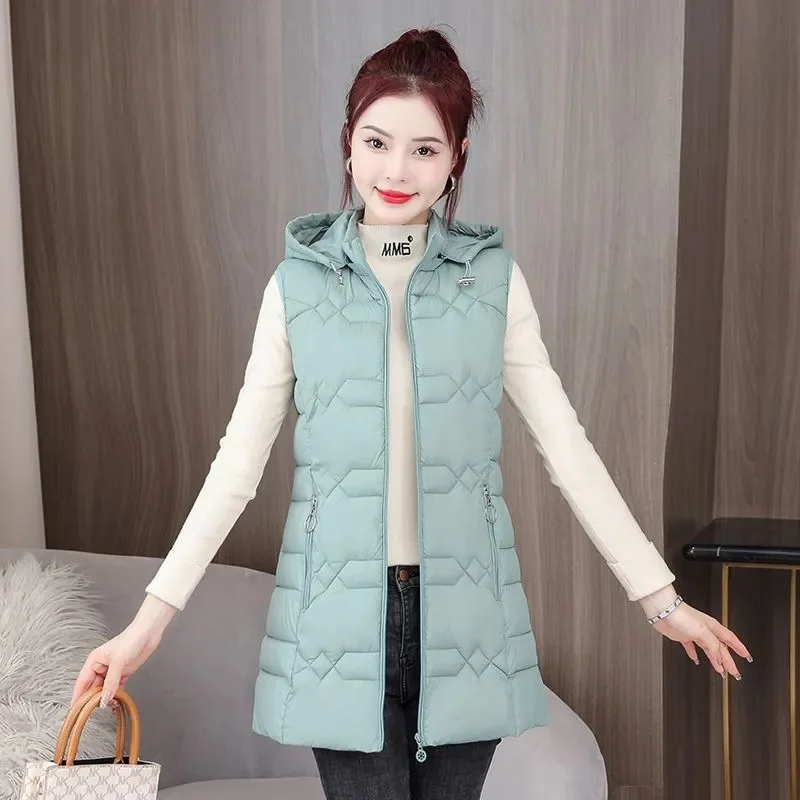 New Woman Vest Autumn Winter Warm Down Cotton Vests Female Thick Removable Hooded Waistcoat Women\'s Sleeveless Jacket Vest Coats