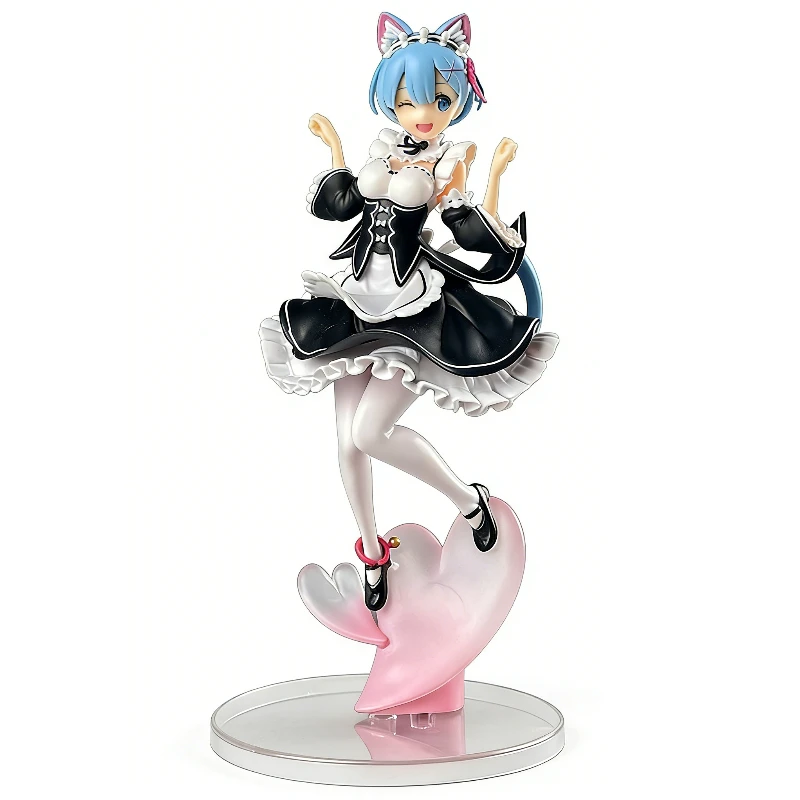 

Фигурка Рем из Re:Zero с кошачьими ушками, аниме-статуэтка из ПВХ, коллекционная модель, подарочная упаковка