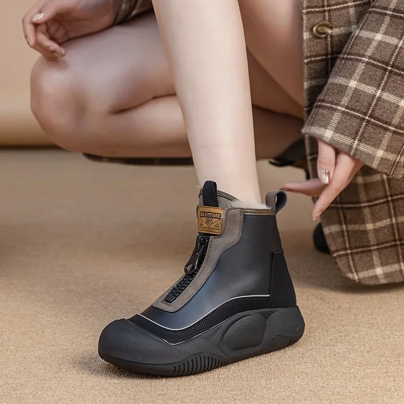 2024 New Fashion Women Shoes Waterproof Ankle Boots Slip-on Winter Boots Outdor Snow Boots Platform Shoes Ladies Shoes Plus Size