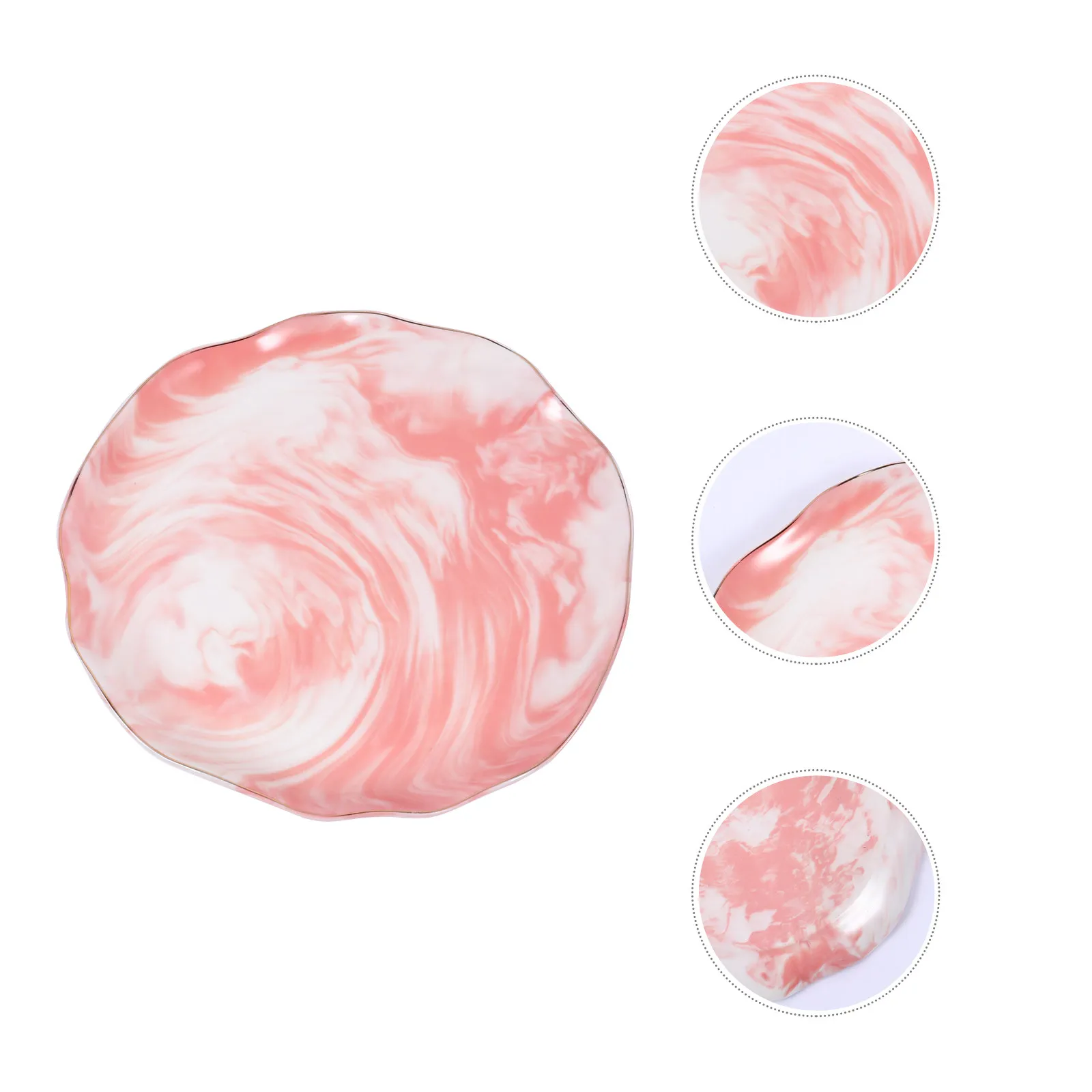 

1 шт. Керамическая тарелка для украшений с мраморным дизайном, золотой ободок, элегантный скандинавский стиль, поднос для хранения колец, серег, ключей и мелочей