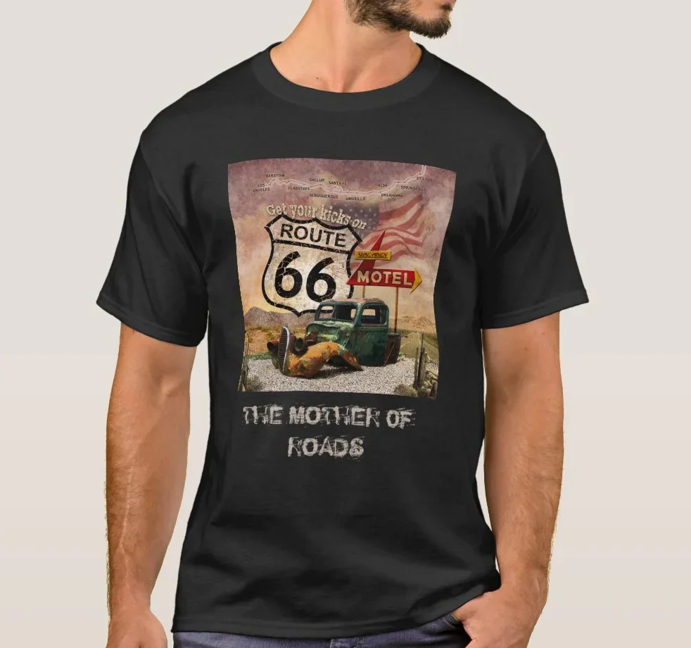 

Get Your Kicks on Route 66. Free Riding Lovers T-Shirt 100% Cotton O-Neck Summer Short Sleeve Casual Mens T-shirt Size S-3XL