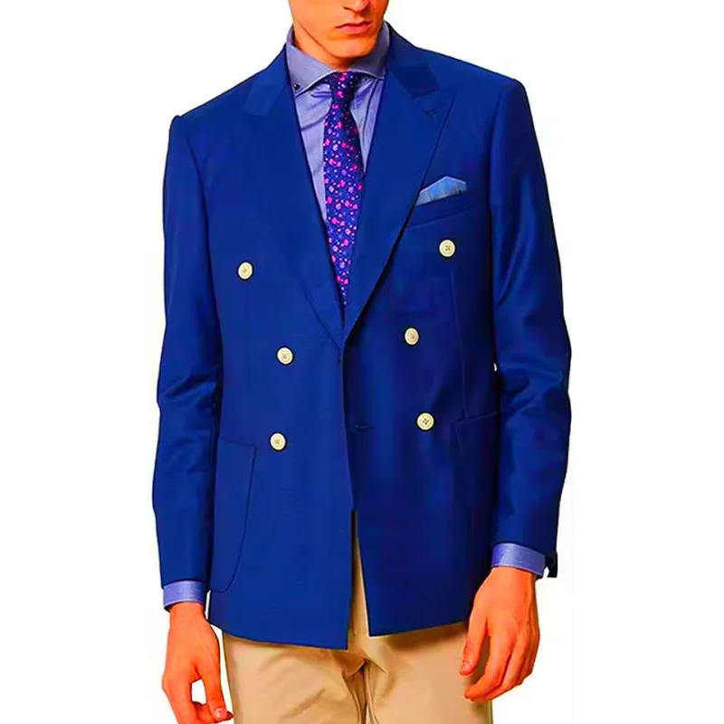 

Мужской свадебный жакет, двубортный лацкан, приталенный пиджак, комплект из 1 предмета для бальных вечеринок, свадебный деловой пиджак