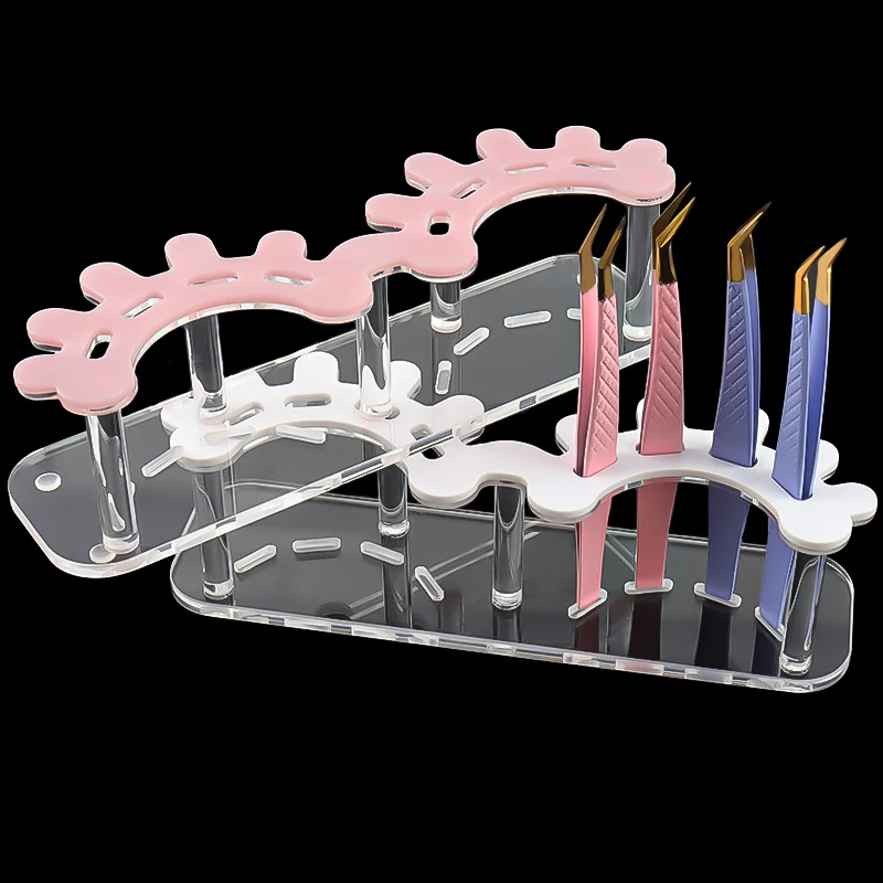 Soporte para pinzas de pestañas acrílicas, estante de almacenamiento para pinzas con 8 agujeros, organizador, extensión de pestañas, herramientas de maquillaje para tatuaje de uñas