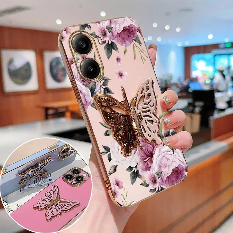 

X7Pro Grand flower Bracelet Plating Phone Case For Xiaomi POCO X3Pro C61 M6 X5Pro C55 X5 X3NFC M5s M4 C75 C65 X6 C31 X4Pro Cover