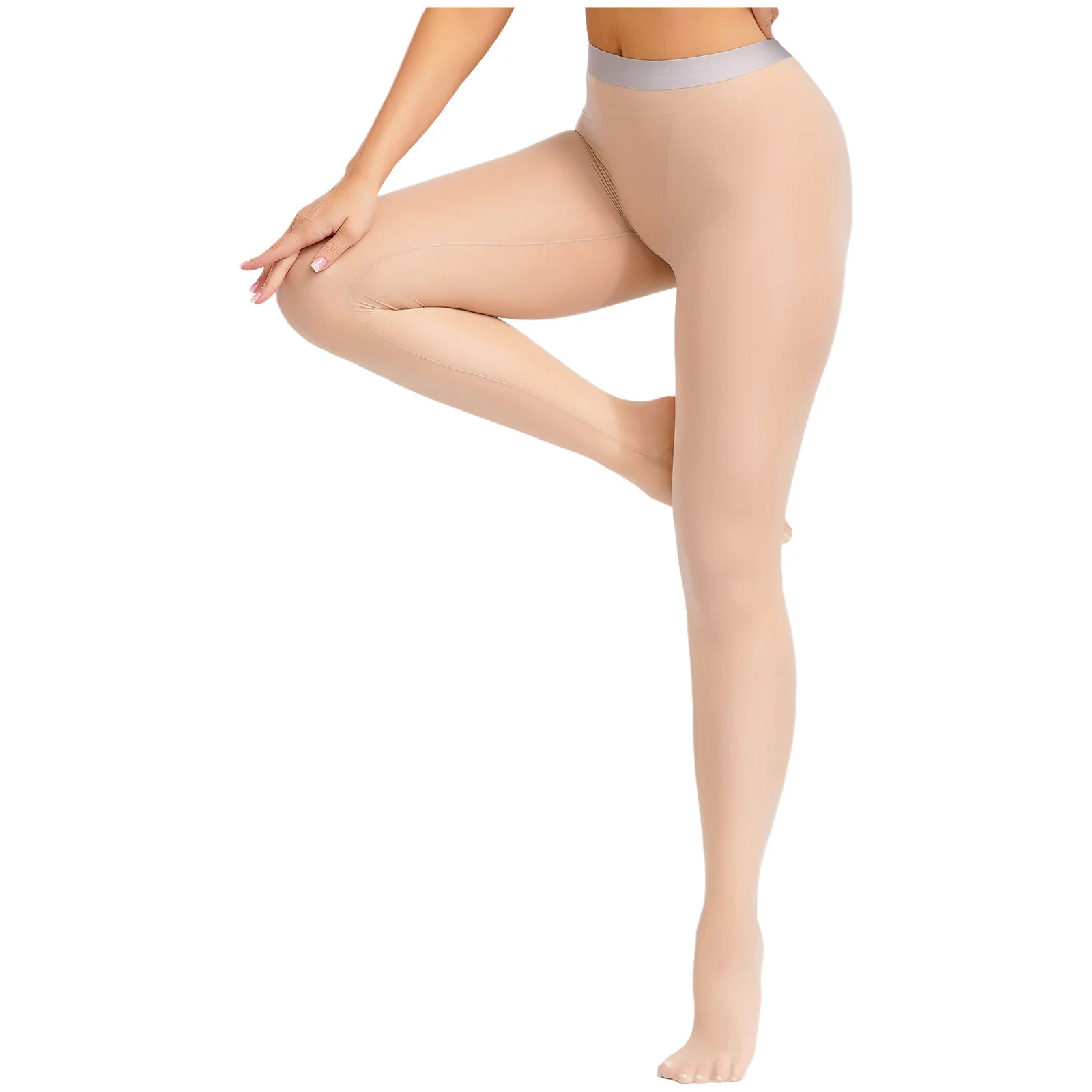 Womens Glossy Sheer Stockings Elastic Waist Seamless Ultra-thin Stretchy Pantyhose Footed Tights Bodystockings