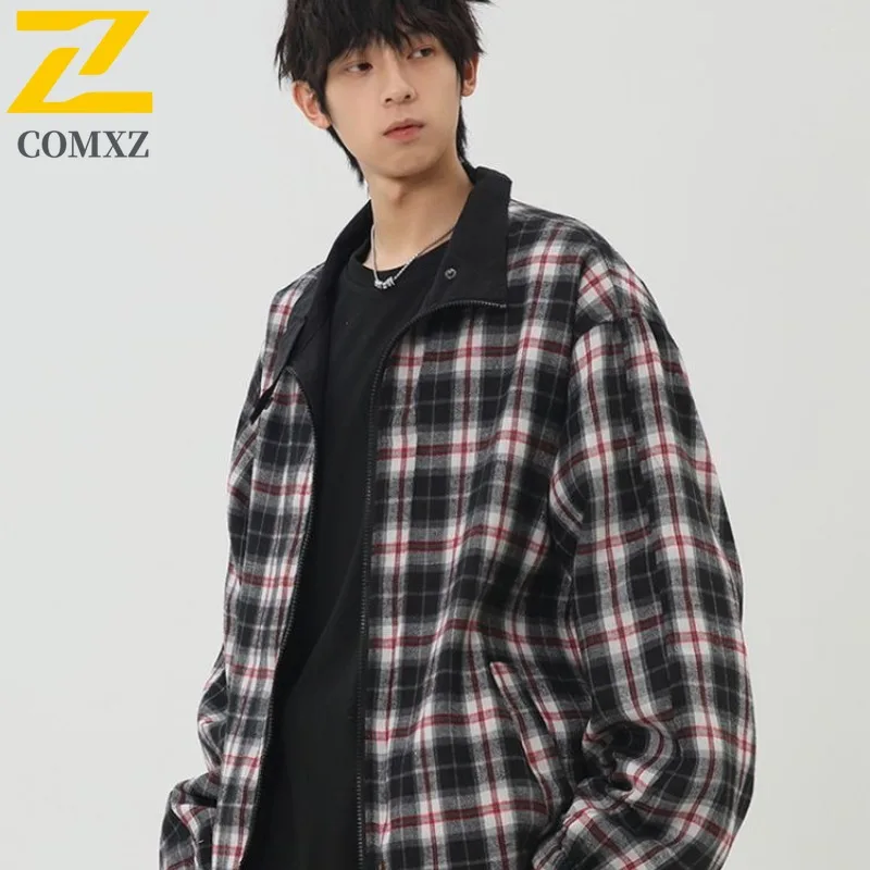 

Мужская куртка с воротником-стойкой, весенне-осенняя однотонная рубашка в гонконгском стиле, водонепроницаемая ветрозащитная винтажная уличная повседневная верхняя одежда