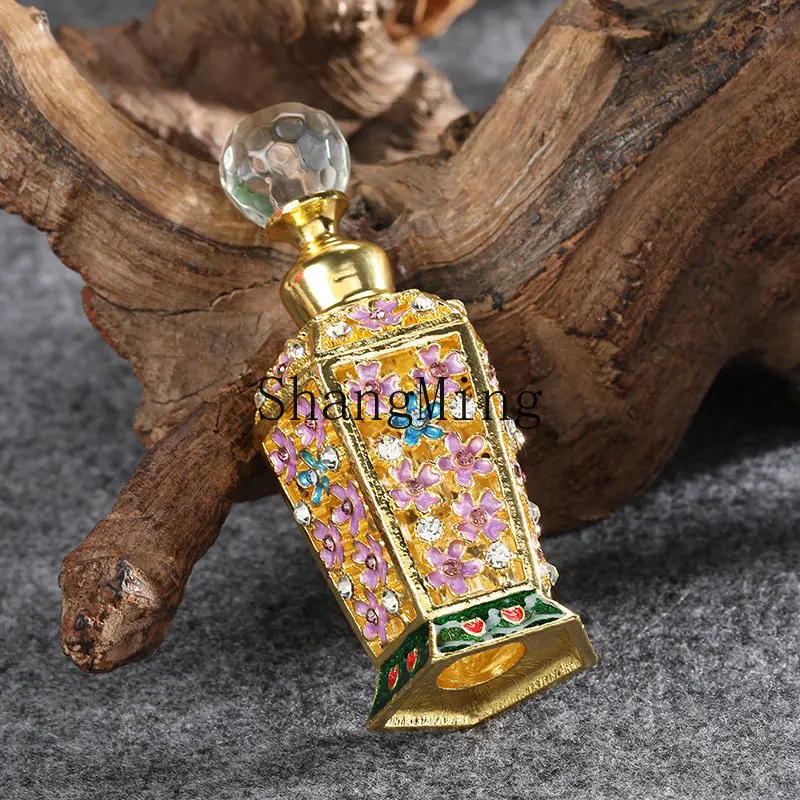 FG10ML exquisite retro flavor glass sub-packaging empty bottle metal perfume bottle enamel color essential oil bottle