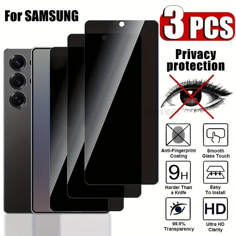 3PCS Anti Spy Privacy Screen Protector for Samsung Phones