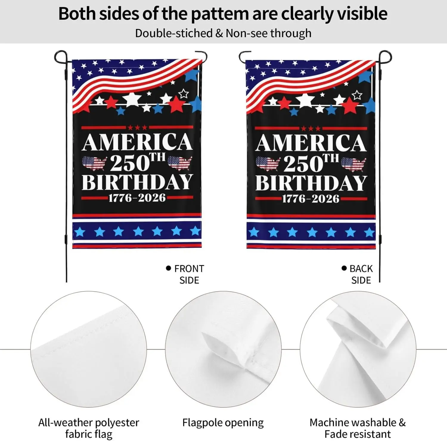 12x18 Double Sided America 250th Birthday Flag 1776 2026 America 250 Years Anniversary Garden Flag 12x18 Holiday Outdoor Dec GGL