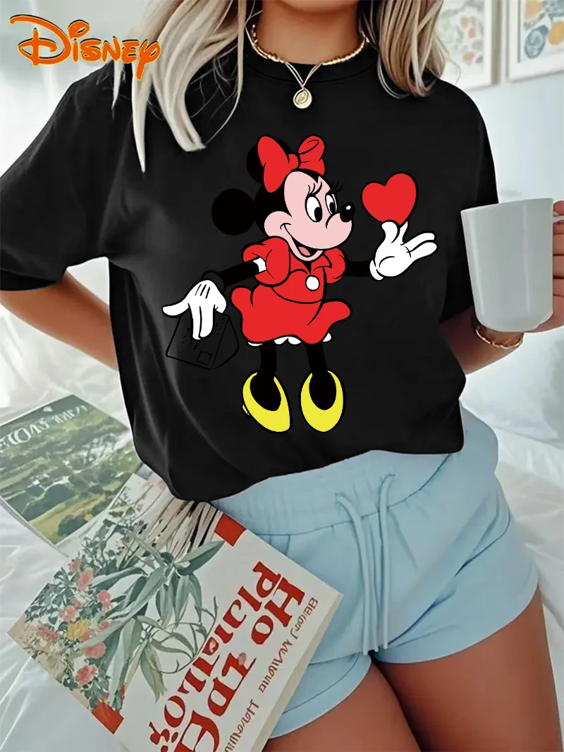 

Sanrio Official Women's Casual Short Sleeved T-shirt, Hello Kitty Print, Loose Round Neck Top