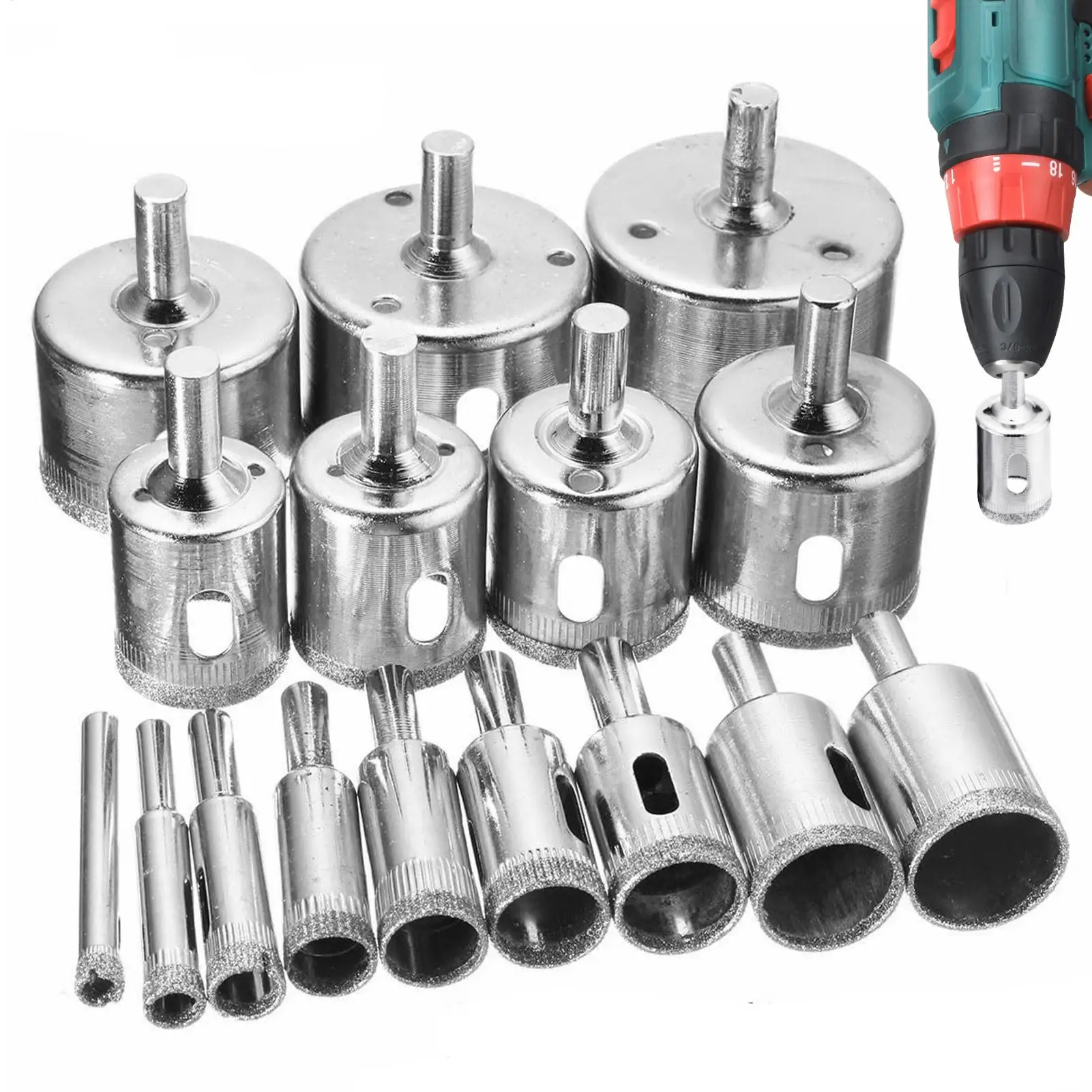 

Hole Drill Bit 16 Pieces Ceramic Tile Drill Bits Carbon Steel Tile Hole Cutter For Ceramic Marble Granite Stone Cutting Pot