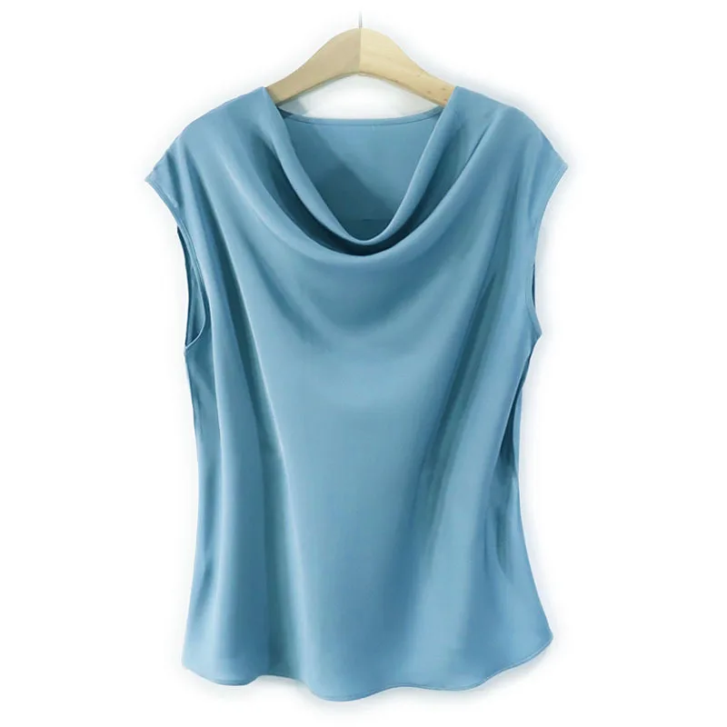 

Women's Silk Vest Tirt Stch Tops Women's Silk irts with Other Material 00% Women's Faionable Silk Blouse Tops
