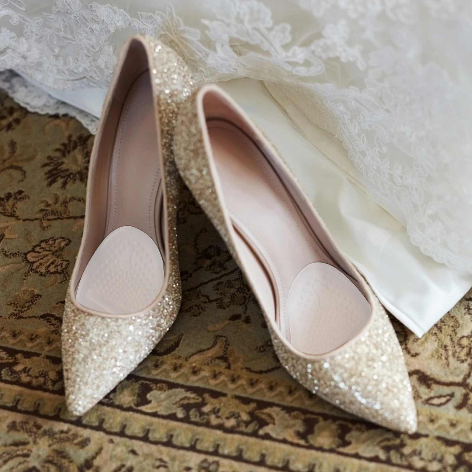 

4 Pairs Silicone Anti-slip Mats Shoe Inserts Feet Care Foot Pads Forefoot Front High Heel Cushion Silica Gel Cushions