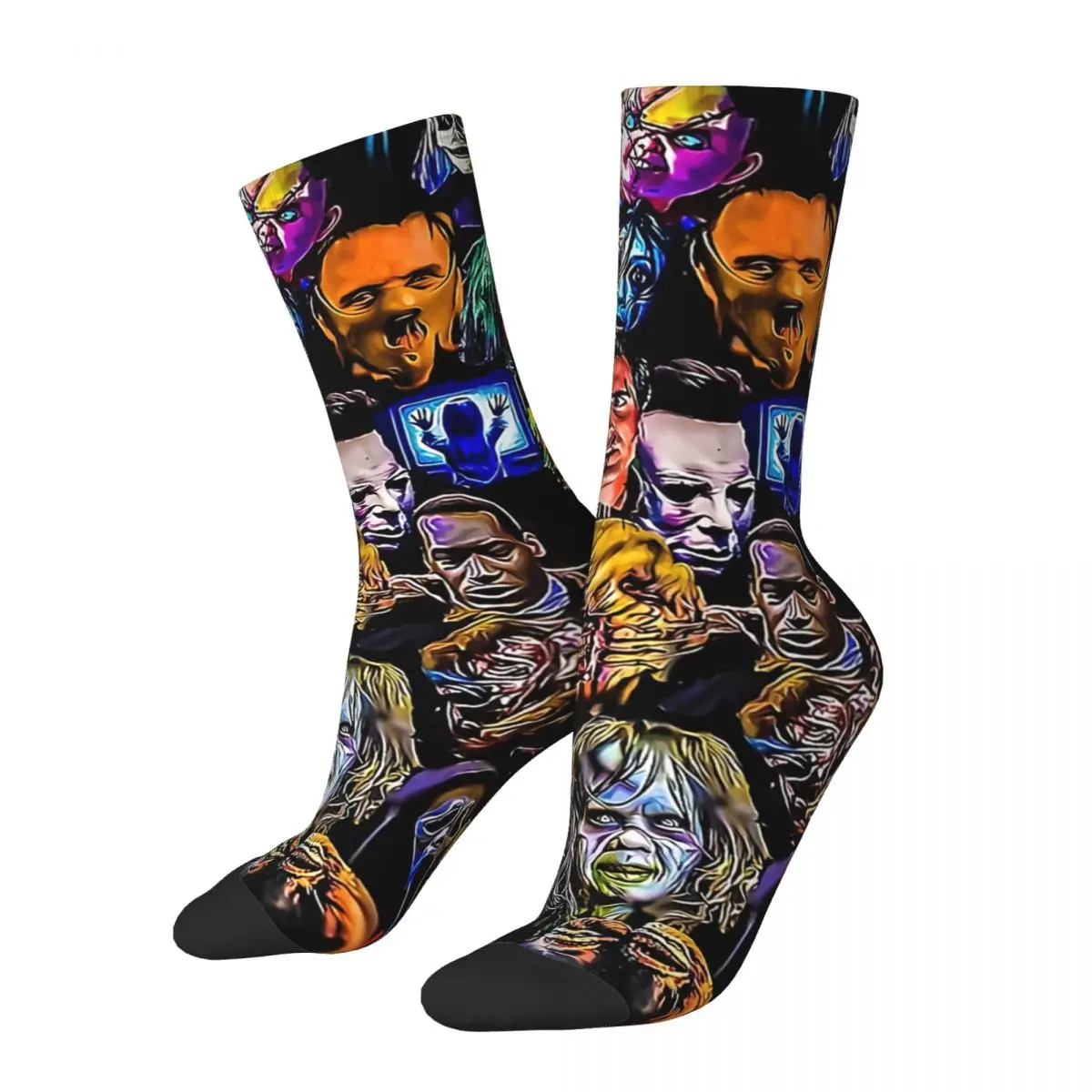 Happy Men\'s Socks Head Vintage Horror Movies Street Style Novelty Crew Sock Gift Pattern Printed