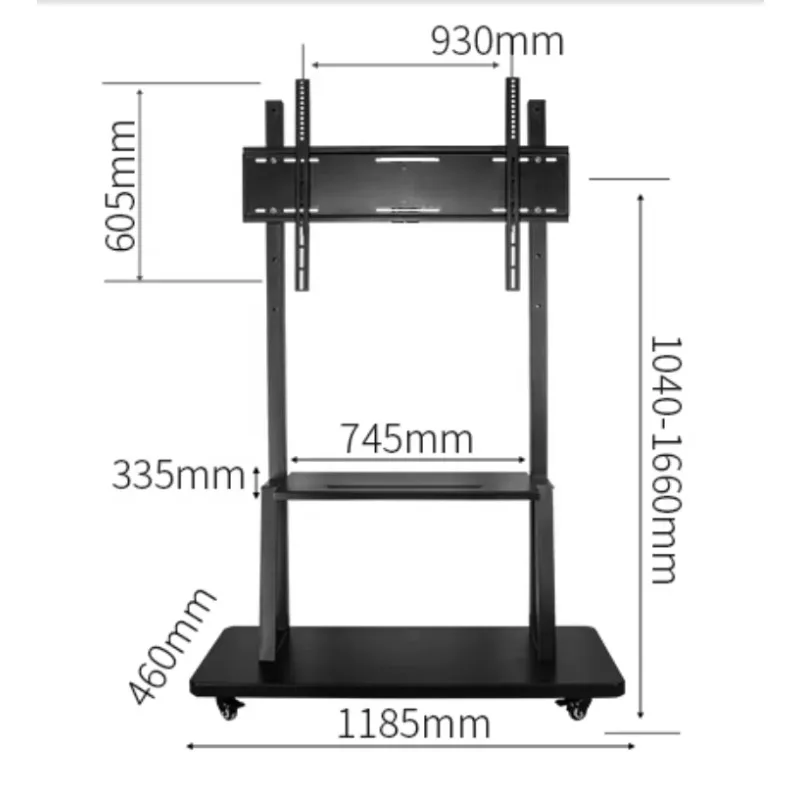 2026 ZENO C6500 Wholesalers Stand Mobile TV Floor Stands Brackets Cart For Universal LCD LED Lift For Screen 55-85 Inche