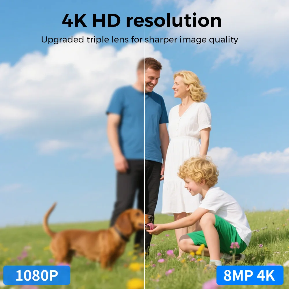 4K PTZ Wifi IP Camera 8MP Dual Lens AI Human Detection Wireless Outdoor Security CCTV with Dual Screens ICSEE App Control