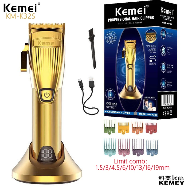 

Kemei KM-K32S Hair Clipper with Diamond Fast Charging and Long Time Using Professional Salon Hair Trimmer Clipper Limit Comb