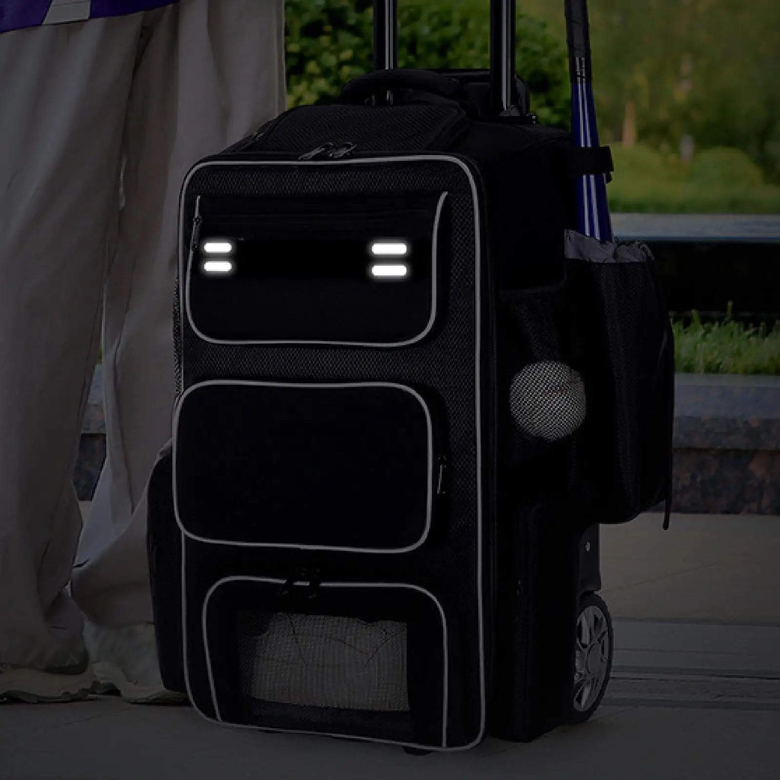 

Rolling Baseball Tote Waterproof Duffle Bag with Wheels Multi Pocket Equipment Organizer for Sports Travel