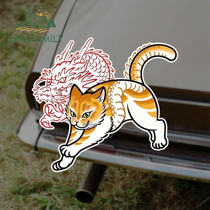 

EARLFAMILY 13cm X 12cm for Cat Dragon Car Stickers Cartoon Fashionable Decals Waterproof Bumper Motorcycle Decor Car Goods