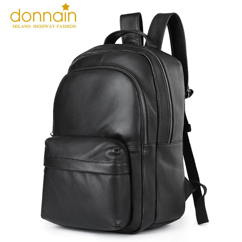 DONNAIN Natural Calfskin Men Backpack Soft Gneuine Leather Large Capacity Backpacks for Laptop Casual Commute Travel