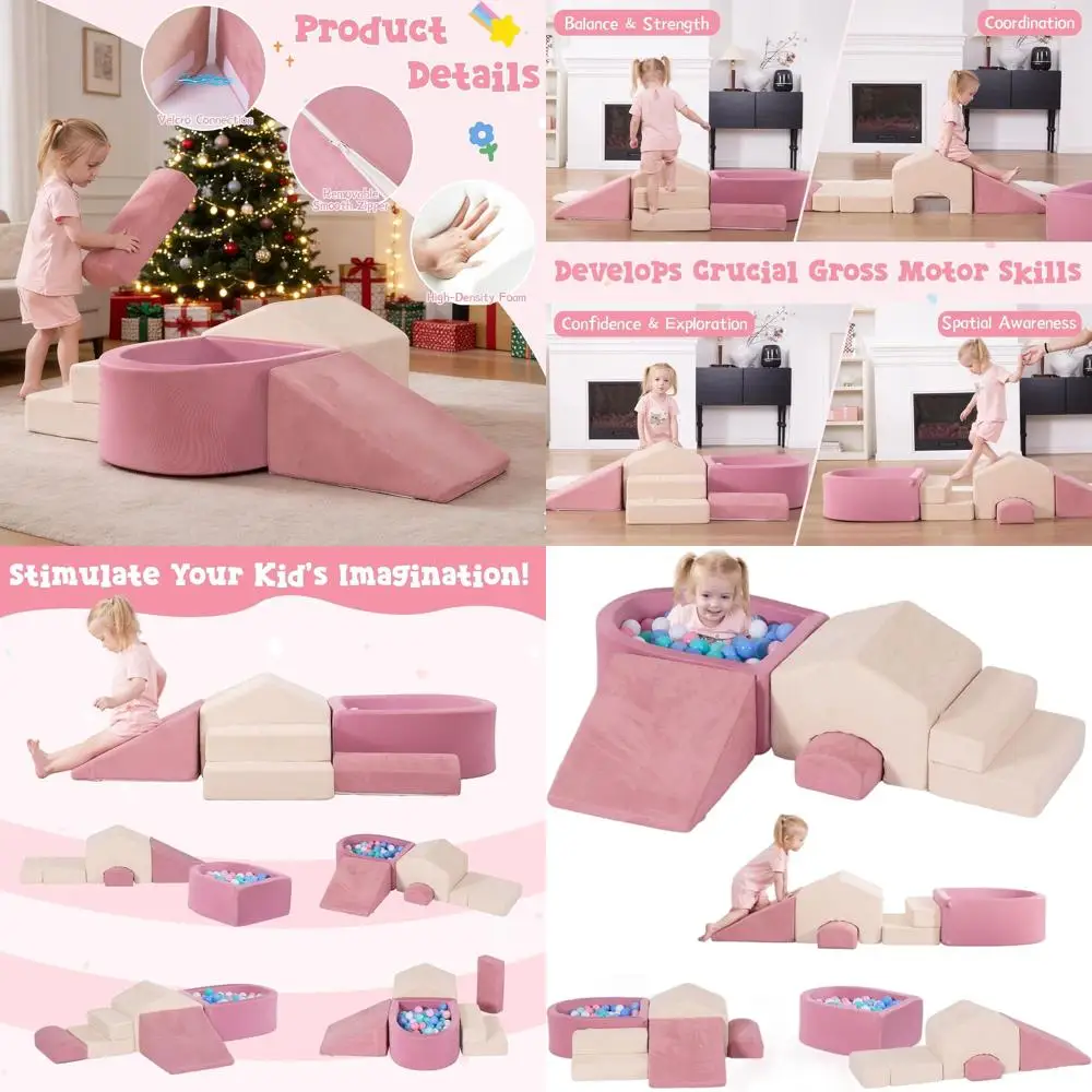 Ensemble d'escalade en mousse pour tout-petits, 5 pièces, avec fosse à balles, pour jouer en salle et développement de la motricité