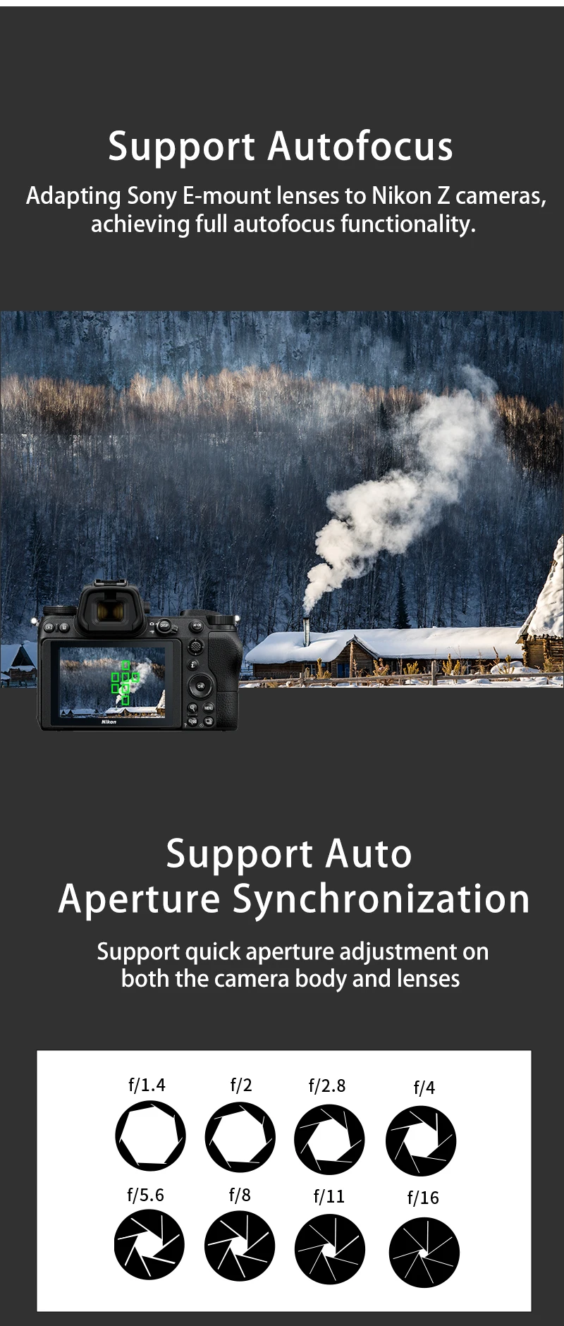 MEGADAP ETZ21 Pro+ Autofokus-Adapter für Sony E Tamron Sigma Objektive auf Nikon ZR ZF Z6II Z5 Z5IIC ZFC Z8 Z9 Z8 Z7 Z7II Z7 Z6II Z50 – Detail 6
