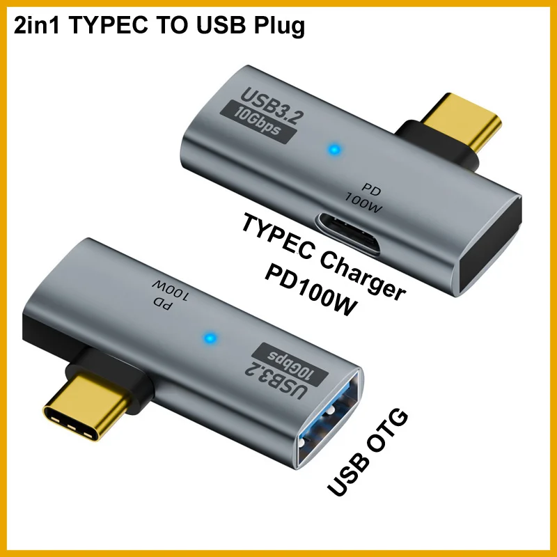 Nuevo Adaptador USB Tipo-C 2026 de 10 Gbps OTG 2 en 1 con Carga PD de 100 W Compatible con Steam Deck, Switch, Chromecast, Google TV, Macbook, PC