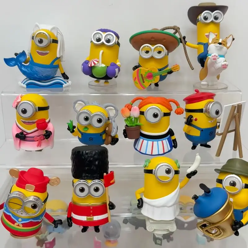 

POP MART Minions World Tour Series: Коллекционная мини-фигурка в слепой коробке, украшение для рабочего стола, милая игрушка-подарок для детей, взрослых и коллекционеров