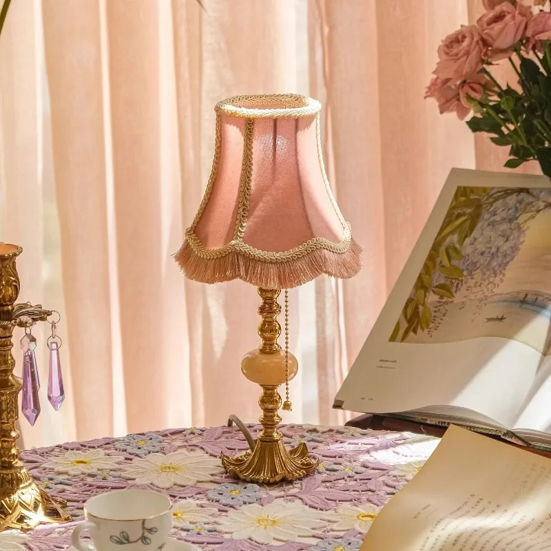 American French brass medieval vintage girl bedside lamp