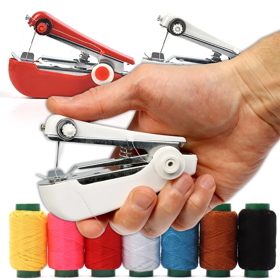 11-teiliges tragbares Mini-Nähmaschinen- und Nähgarn-Set, DIY-Werkzeug für Haushalt, Kleidung, dünne Stoffe, Schneider, täglicher Gebrauch XJM