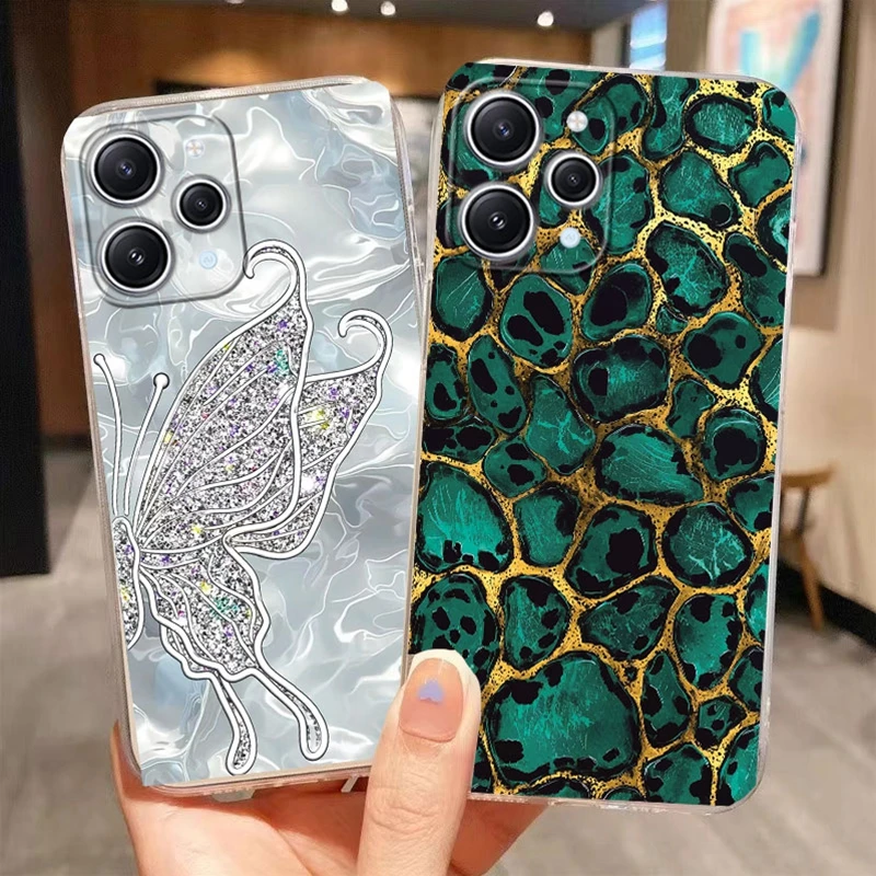 Leopard Print Plants Flowers Hearts Love Phone Cases For Xiaomi Redmi 13C 12 Note 10 11 12 Pro Plus 9A 9T 12S Poco C65 M5S Cover