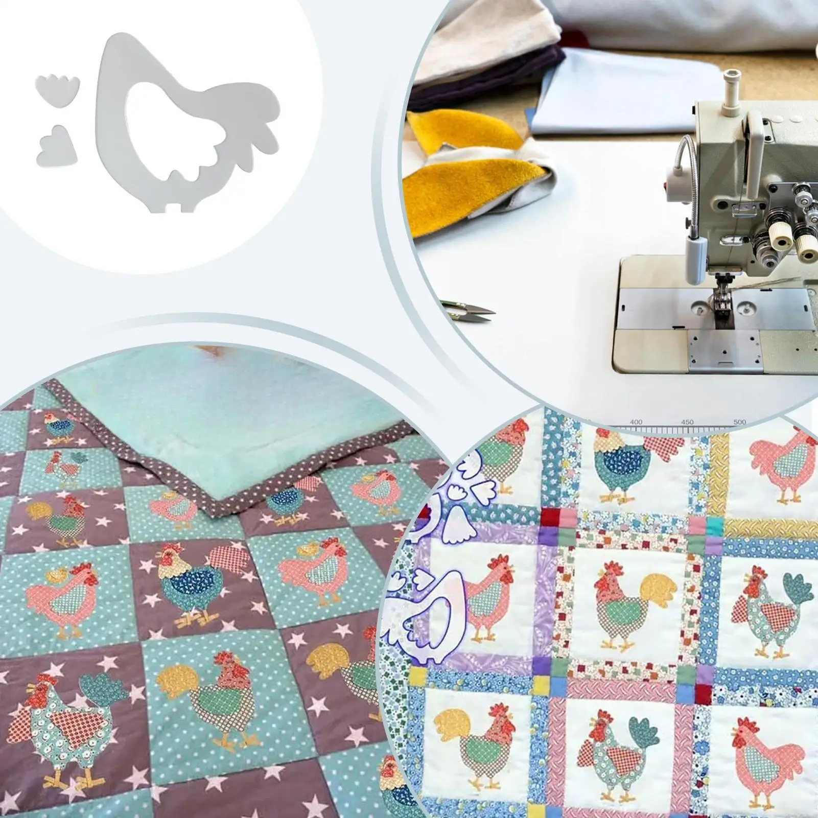 Sewing Templates Chicken Quilt Templates Supplies Tools Pattern For Beginner Women Cushions Place Mats Family Activities Parties view 5