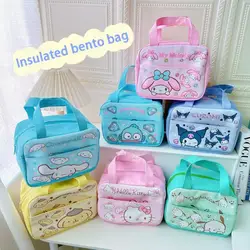 Kawaii Sanrio Hello Kitty Lunch Box Bag Kuromi My Melody Cinnamoroll Student Cute Portable Large Capacity Insulated Bento Bag