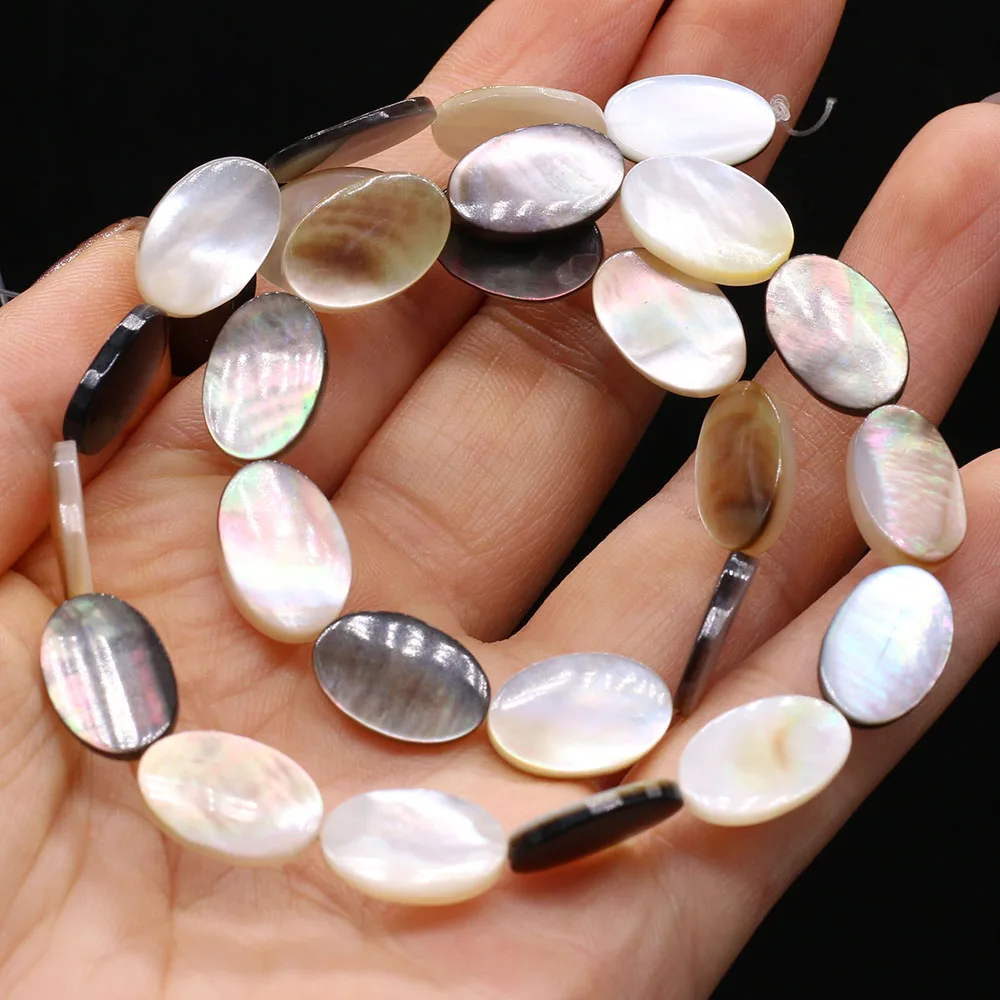 Natural Freshwater Black Shell Beads Loose Oval Mother of Pearl Bead for Jewelry Making DIY Necklace Bracelet Findings 14inch