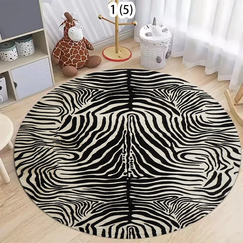 Brown Leopard Print Round Carpet Fashion Animal Fur Pattern Woman Girl Home Living Room Bedroom Decorative Flannel Floor Rugs