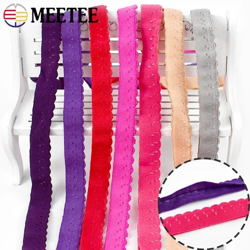 10-50M 11mm Nylon Elastic Band Double Layered Folding Stretch Edging Tapes Underwear Bra Strap Spring Ribbon Bands Sewing Trims