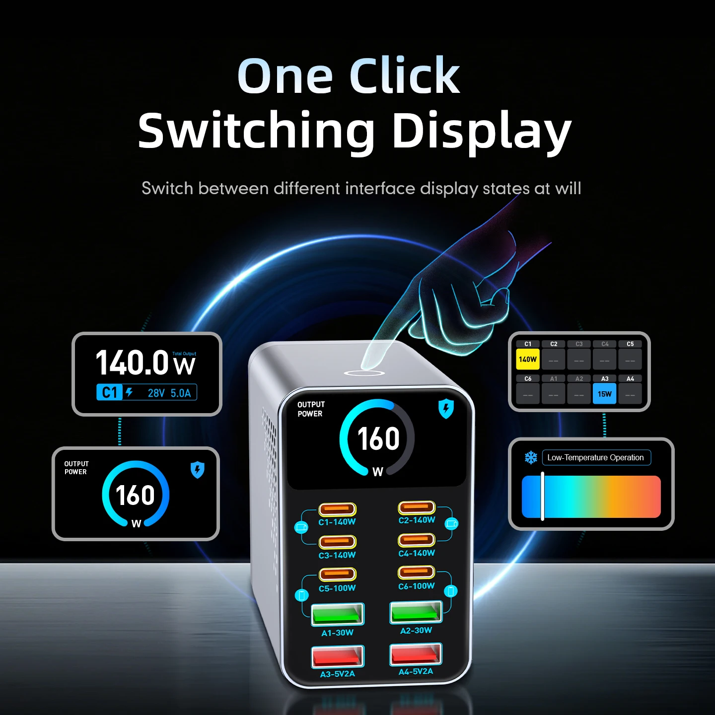 New GaN Charger 10-IN-1 Multi-port Charger USB Type C Digital Display Fast Charging Station For Phones And Tablet Fast Charger