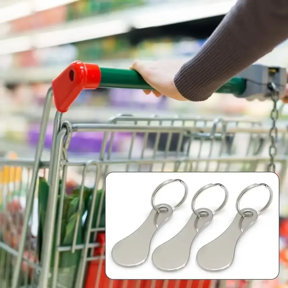 1-6pcs Ring For Key Keychain Metal Aluminum Alloy Sliver Color Shopping Cart Token Keyring Accessories Decor Keyring Hook#H