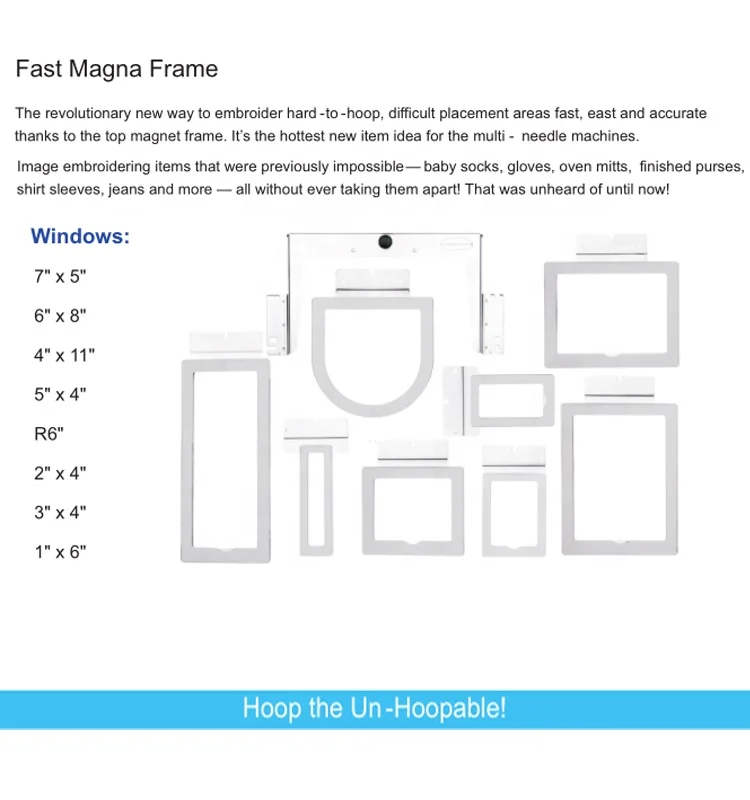 Industrial Sewing Machine Parts Magnetic Frames Fast Magana Frame Magnetic Hoop Embroidery for Tajima Machine