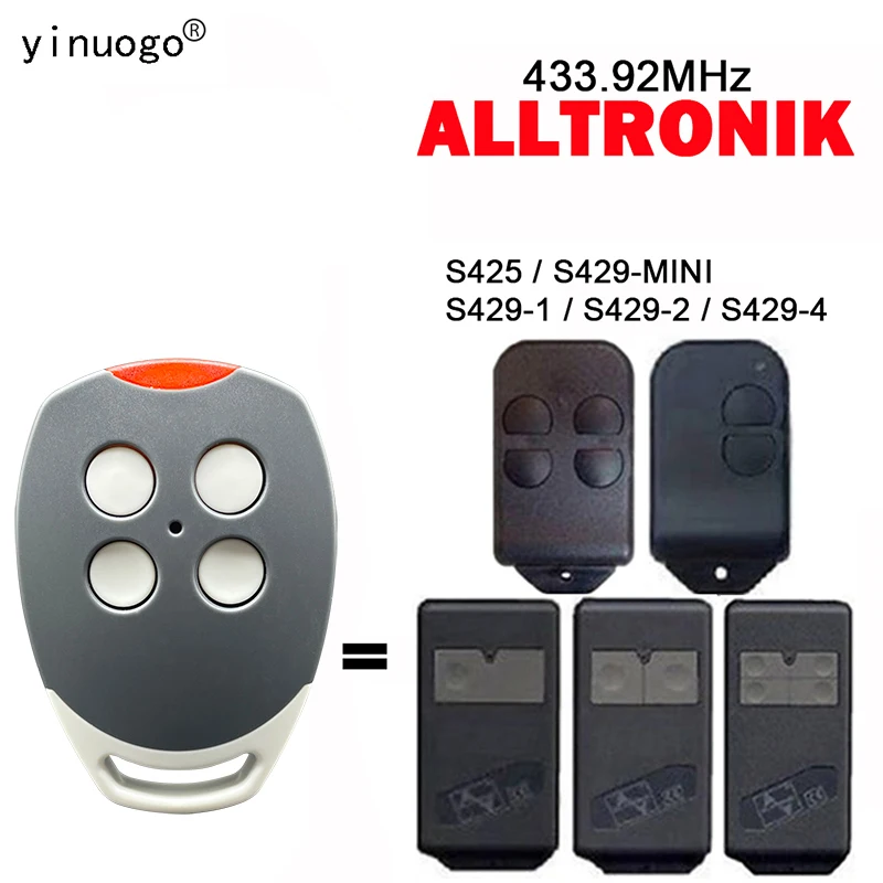 Newest ALLTRONIK S425 S429-MINI S429-1 S429-2 S429-4 Garage Remote Control Clone 433.92MHz Fixed Code Gate Opener