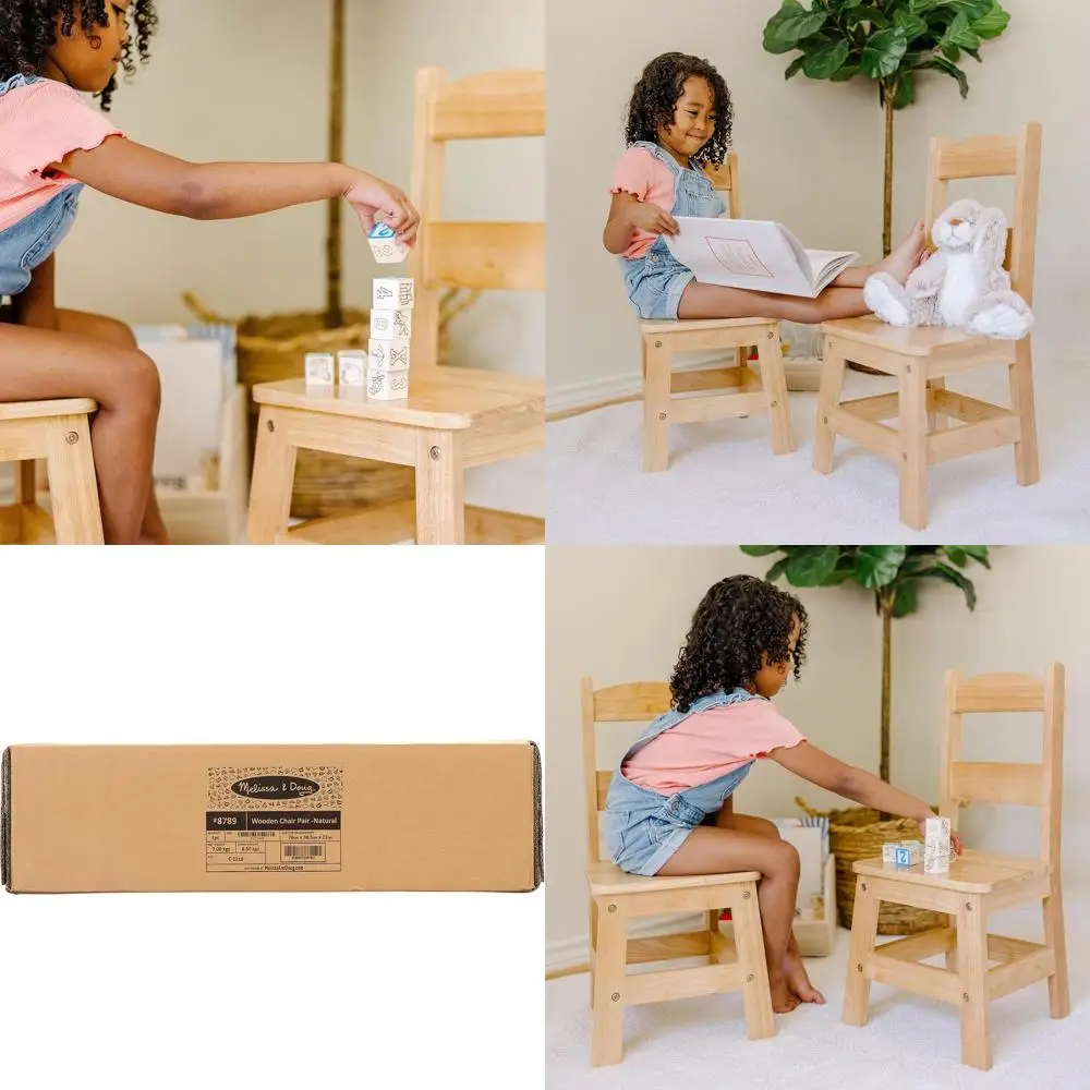 

Pair of Wooden Chairs - Light-Toned Furniture for Playroom