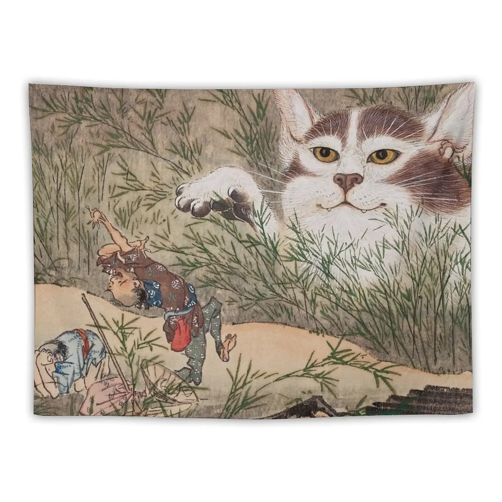 Yokai Bakeneko by Kawanabe Kyosai Tapestry Aesthetic Room Decor Korean Wallpaper Tapestry