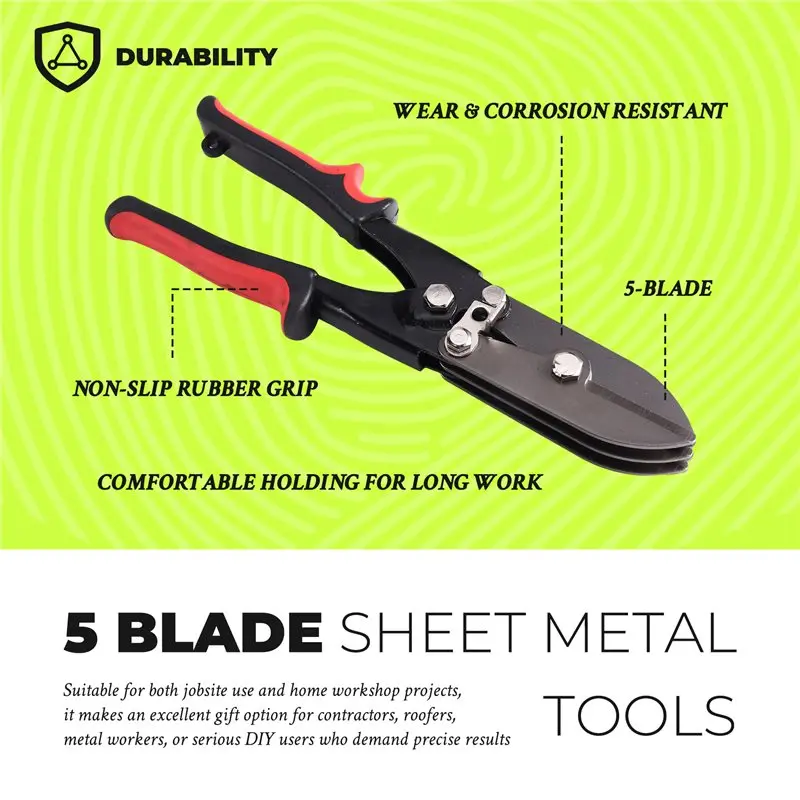 AB41-5 Blade Sheet Metal Crimper Tools, Crimps 22 Gauge Galvanized Steel Sheet Metal Or 28 Gauge Stainless Steel