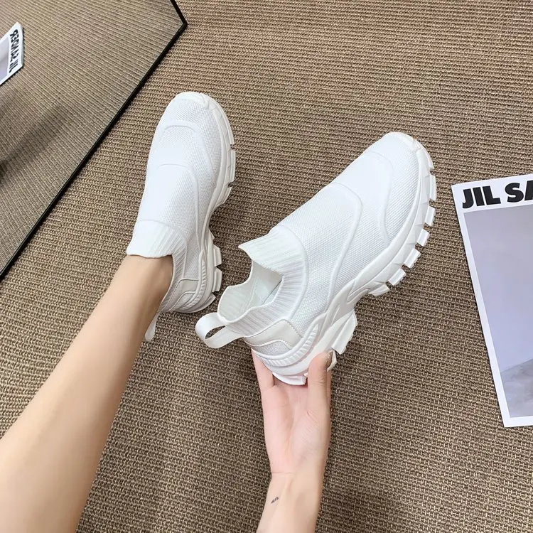 Women's Knitted Wedge-shaped Sports Shoes Comfortable and Breathable Mesh Flat Shoes Women's Casual Sports Shoes Women