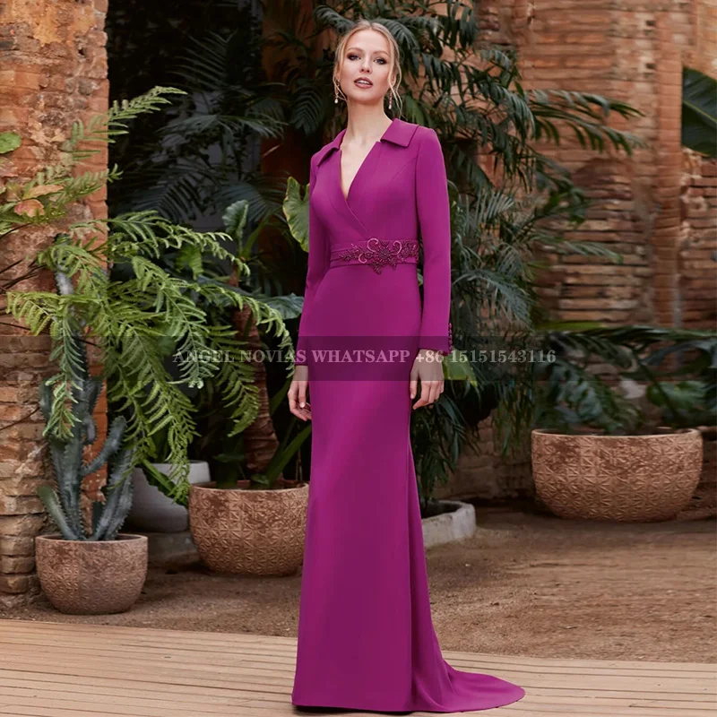 

Long Sleeves Purple Mother of the Bride Dress Wedding Party Dress Vestidos De Fiestas vestidos para madre de novia 2024