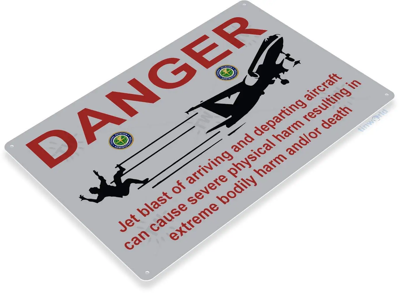 TIN Sign B558 Danger Jet Blast Jet Aviation Airport Warning Caution Metal Decor